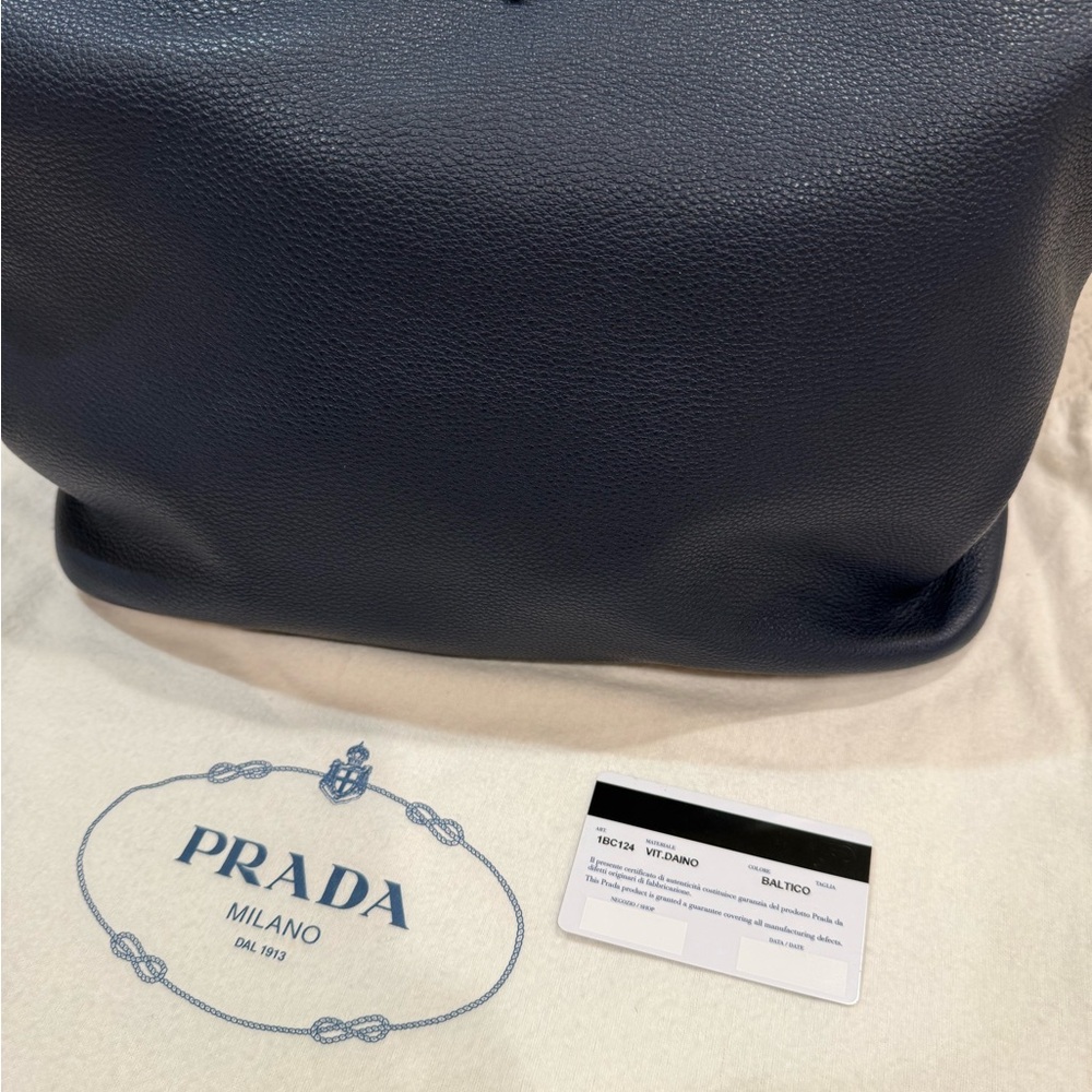 Prada Leather Shoulder Bag in Navy Blue (Baltico)